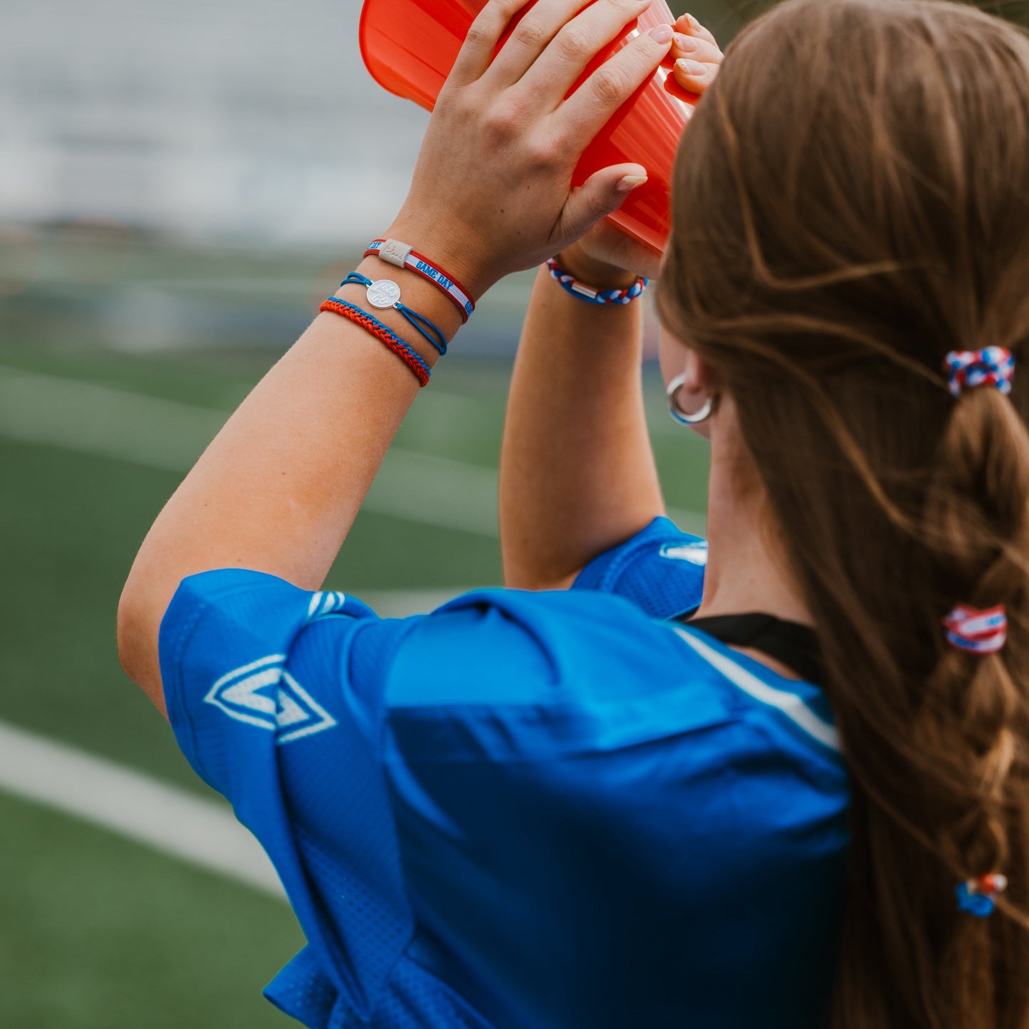 Game Day Red Blue White - Hair Tie Bracelet