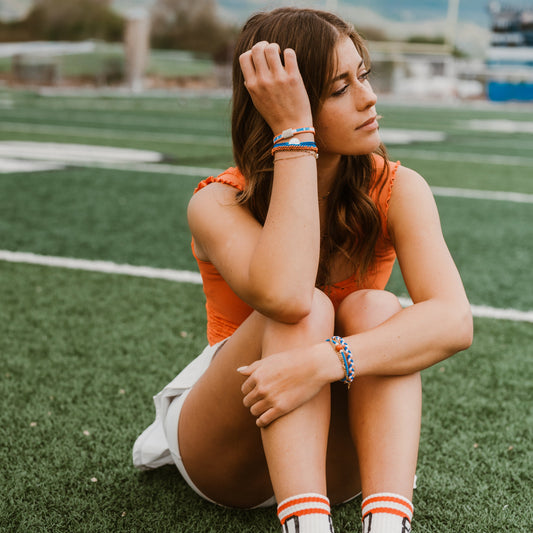 Game Day Blue / Orange Hair Tie Bracelet