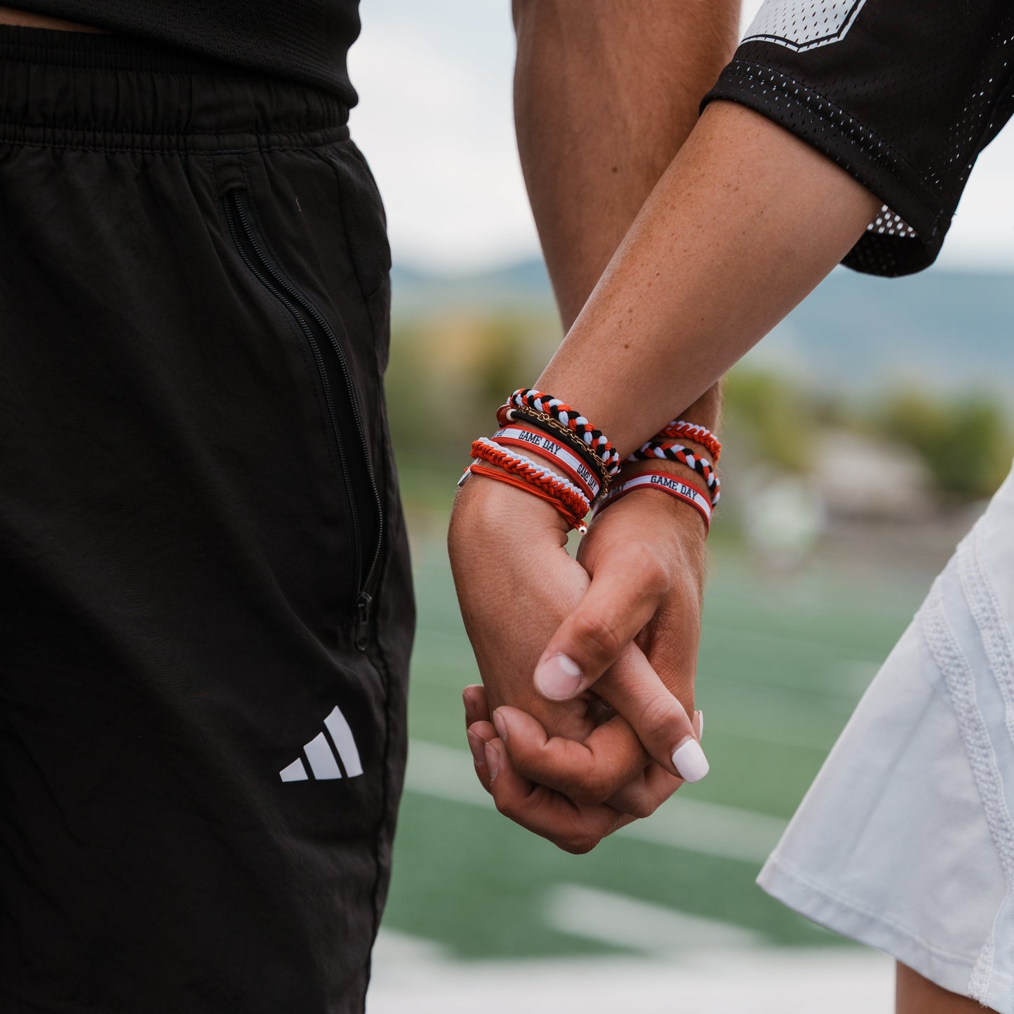 Game Day Red White Black- Hair Tie Bracelet