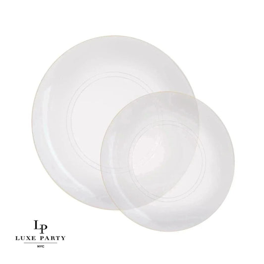 Round Clear and Gold Plastic Plates | 10 Pack