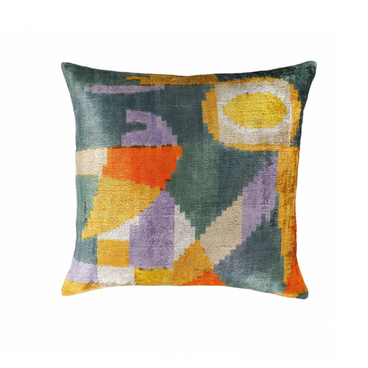 Sailing Silk Velvet Ikat Throw Pillow Cover, 20 X 20