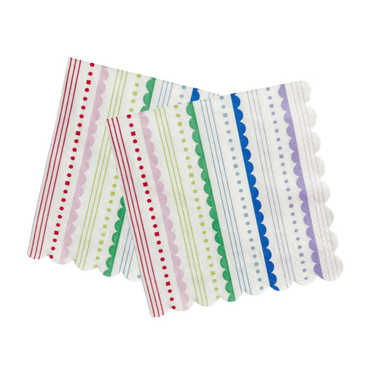 Scalloped Rainbow Striped Lunch Napkins – 6.5"
