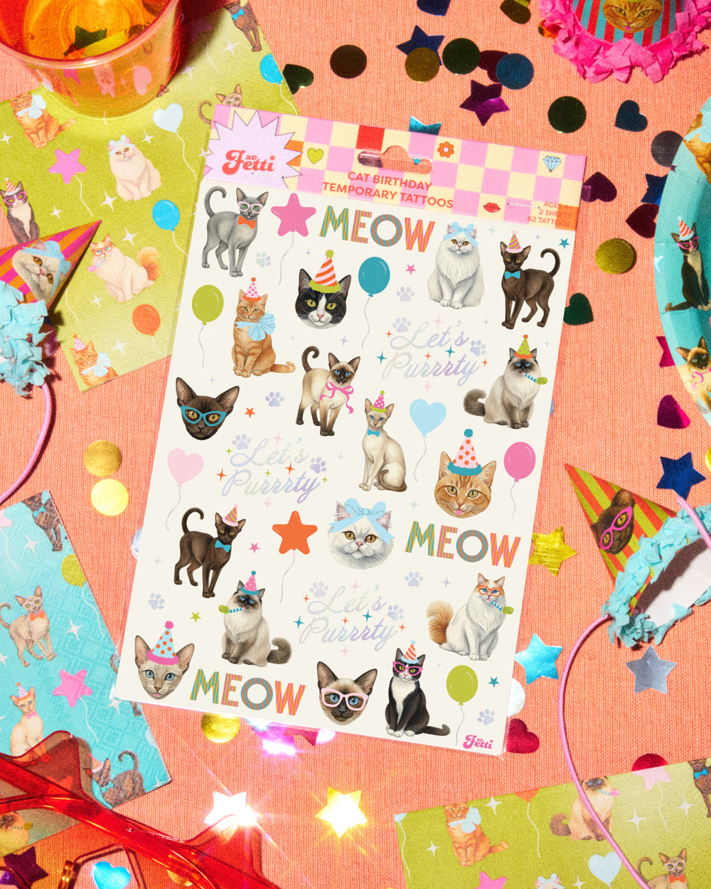 Crazy Cat Tats - 54 temporary tattoos
