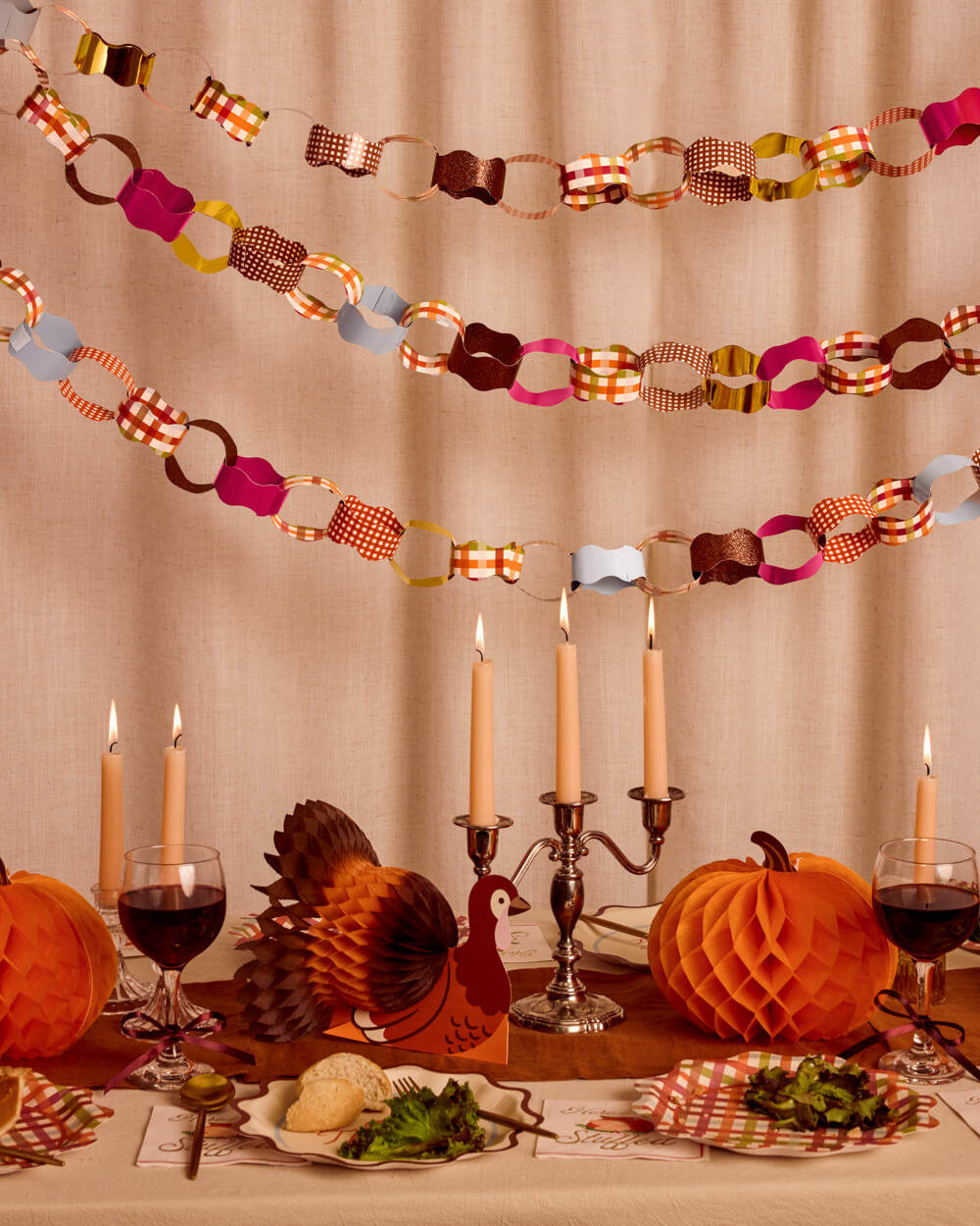 Thanksgiving Paper Chains - 90 strip holiday garland