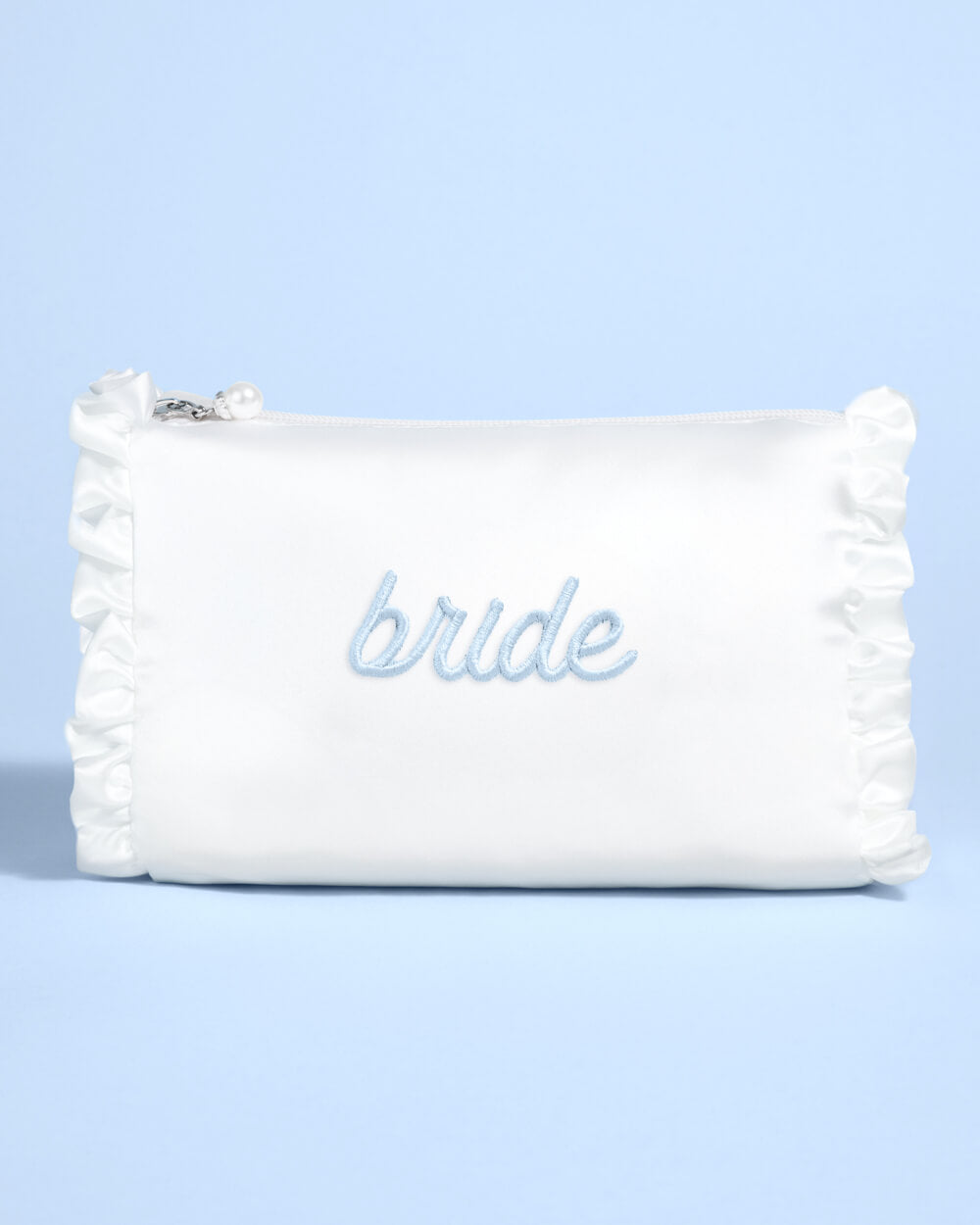 Bride Cosmetic Bag - white embroidered bag