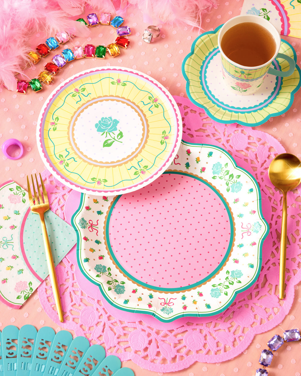 Tea Party Plates - pastel floral plates