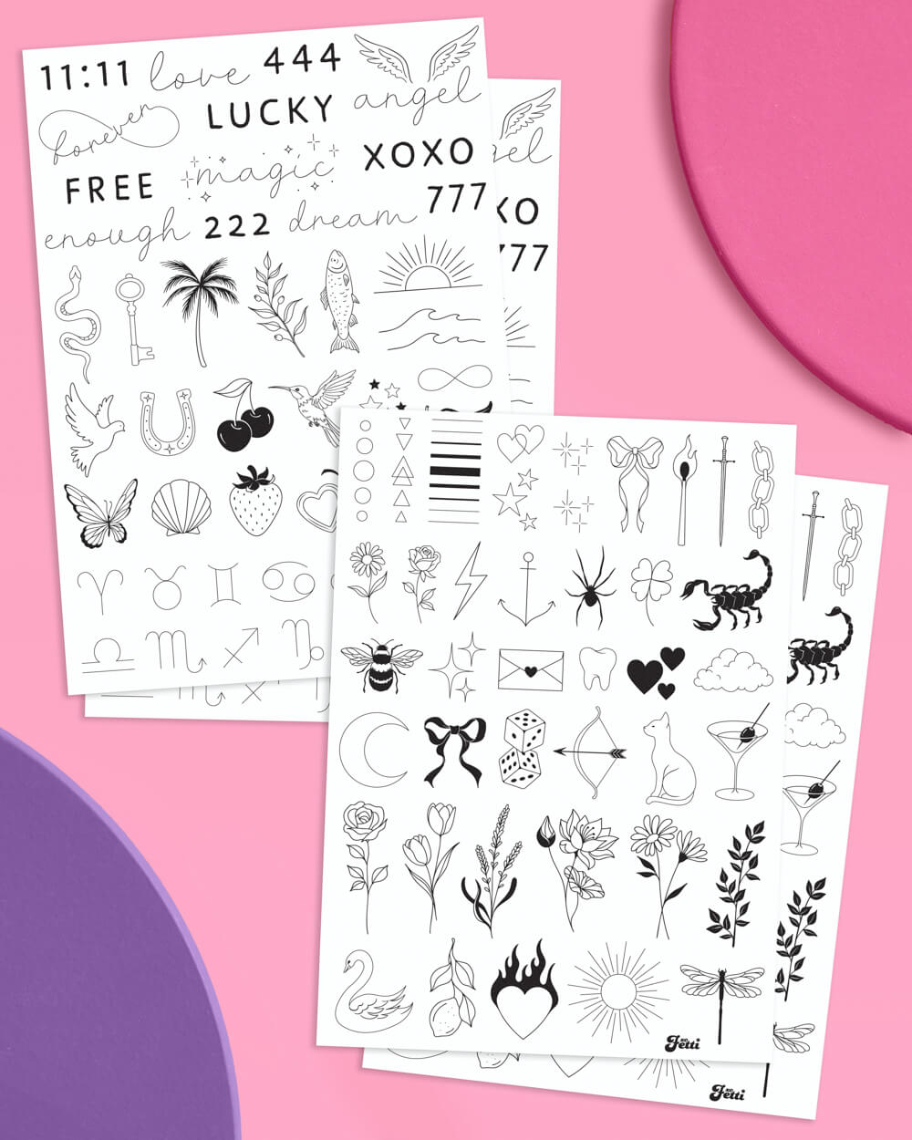 Fine Line Tattoos - 4 tattoo sheets