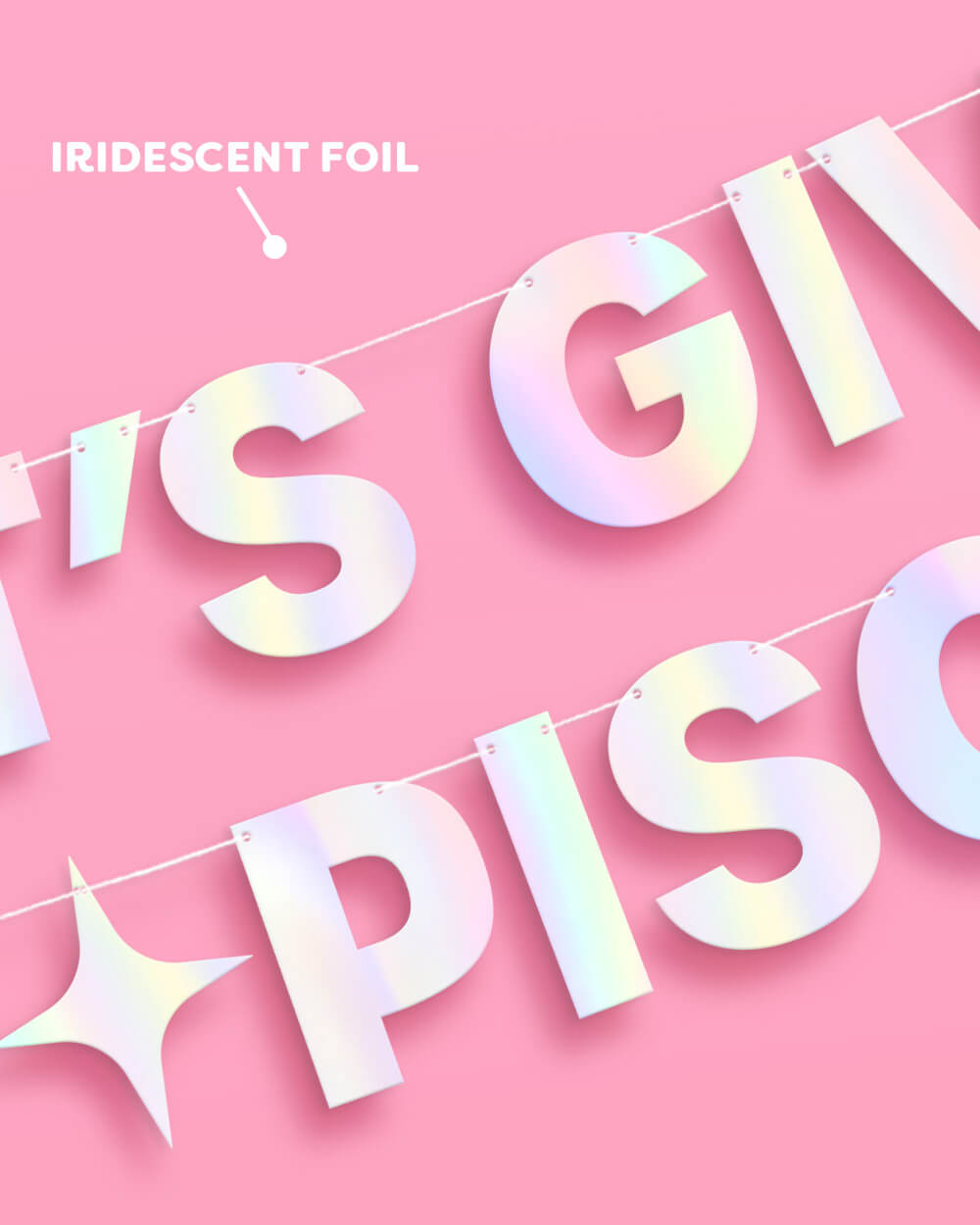 It's Giving Pisces Banner - iridescent foil banner