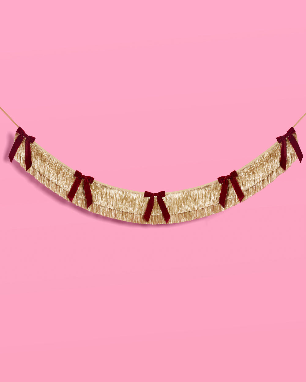 Golden Bow Fringe - layered fringe + velvet bows