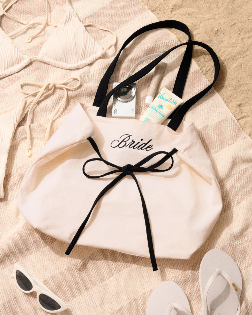 Classic Bride Tote - embroidered canvas tote w. bows
