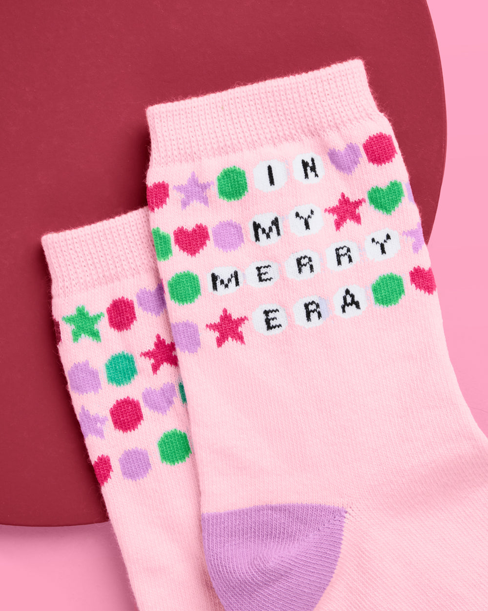 Merry Era Knit Socks - pink tube socks