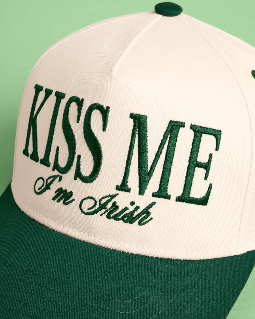 Kiss Me I'm Irish Hat - embroidered trucker hat