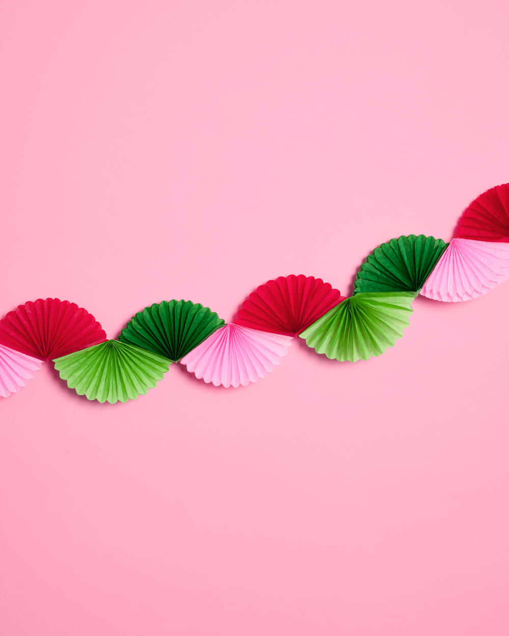Pink Christmas Garland - festive paper fan banner