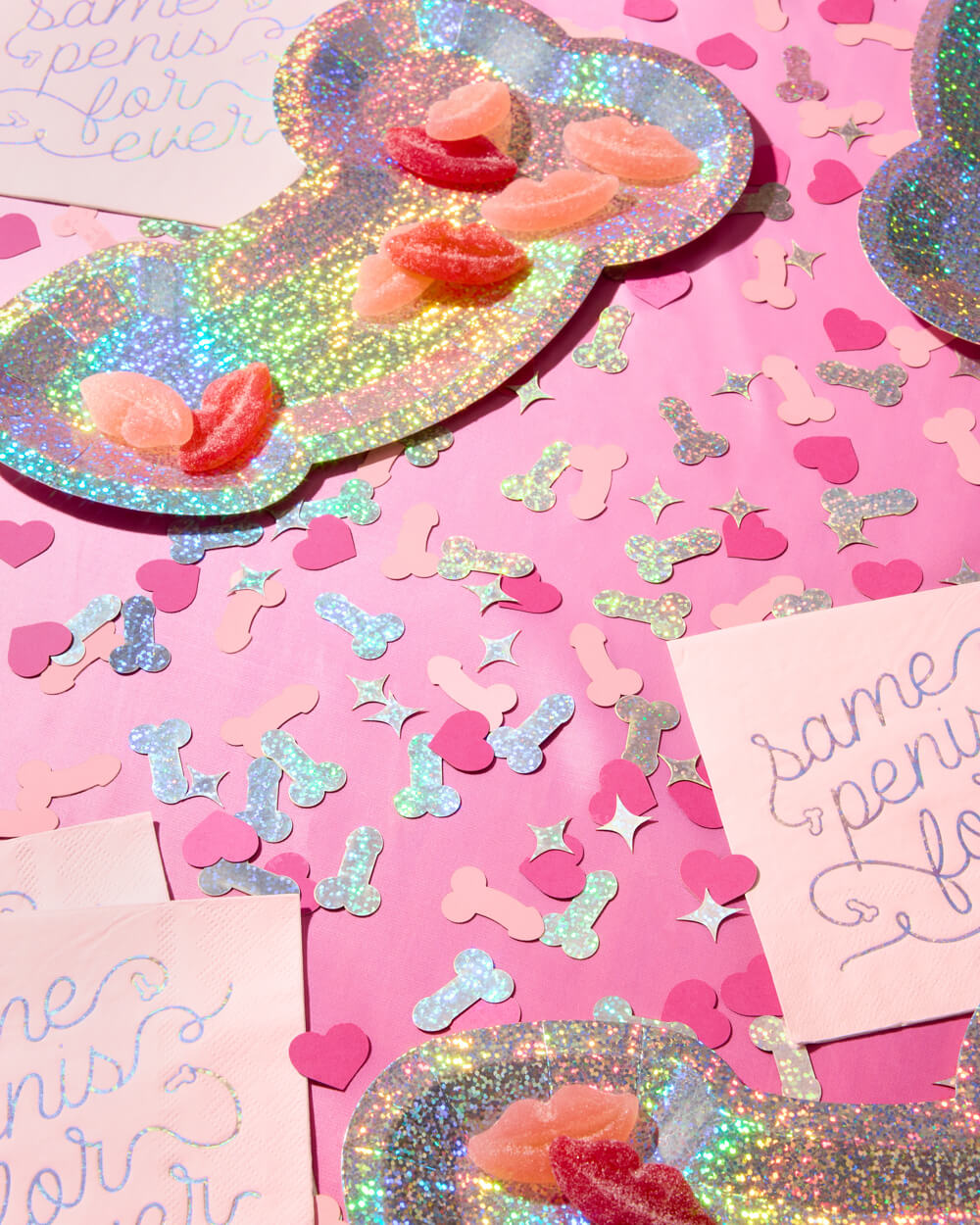 Penis Confetti - 200 pc pink + holographic confetti