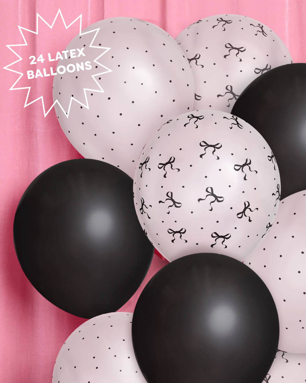 Little Black Bow Pack - 24 latex balloons