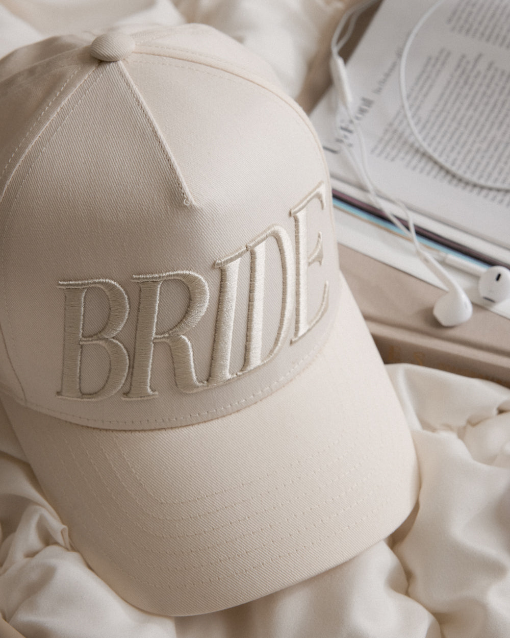Neutral Bride Trucker Hat - emboridered hat