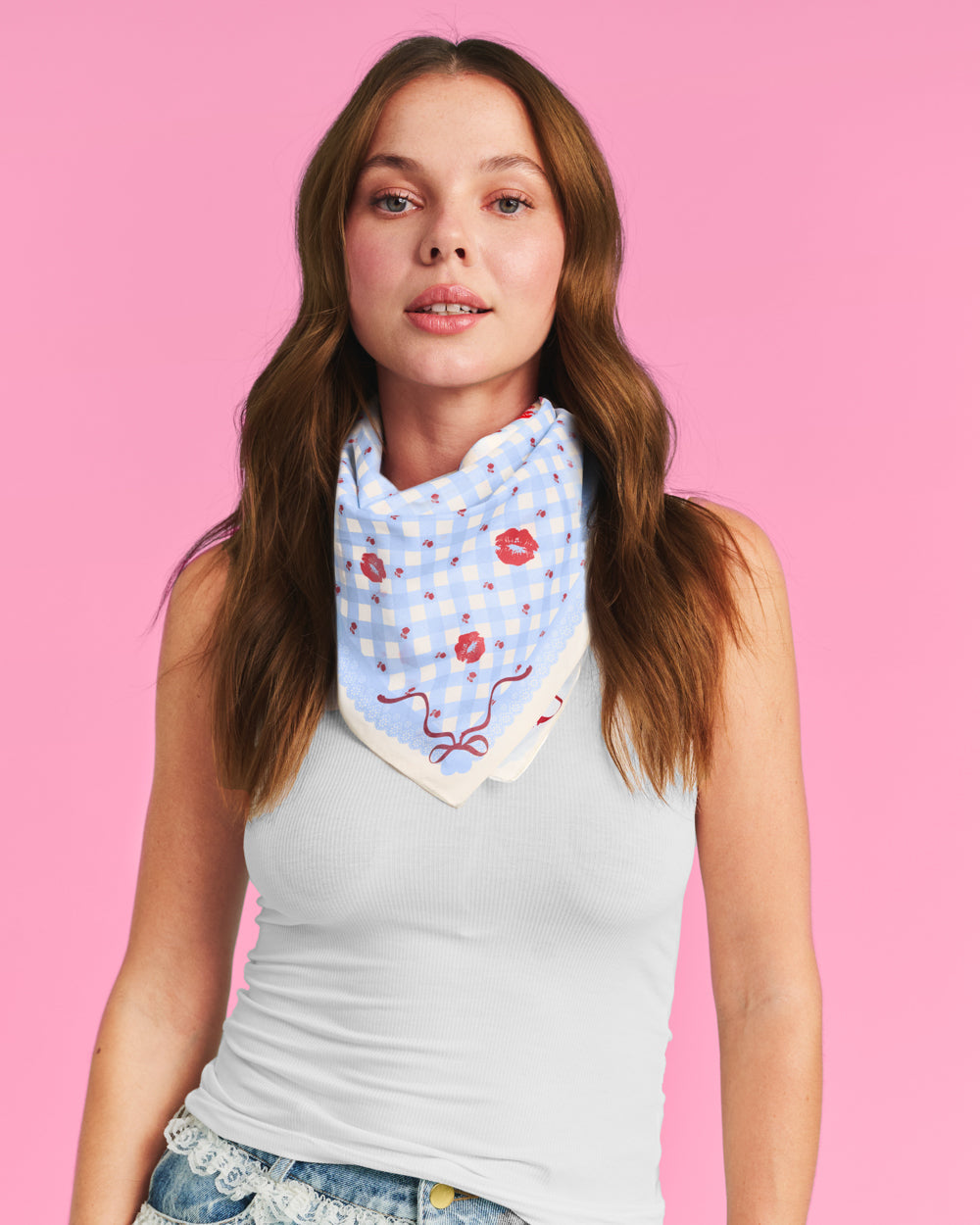 Short N' Sweet Headscarf - gingham cotton scarf