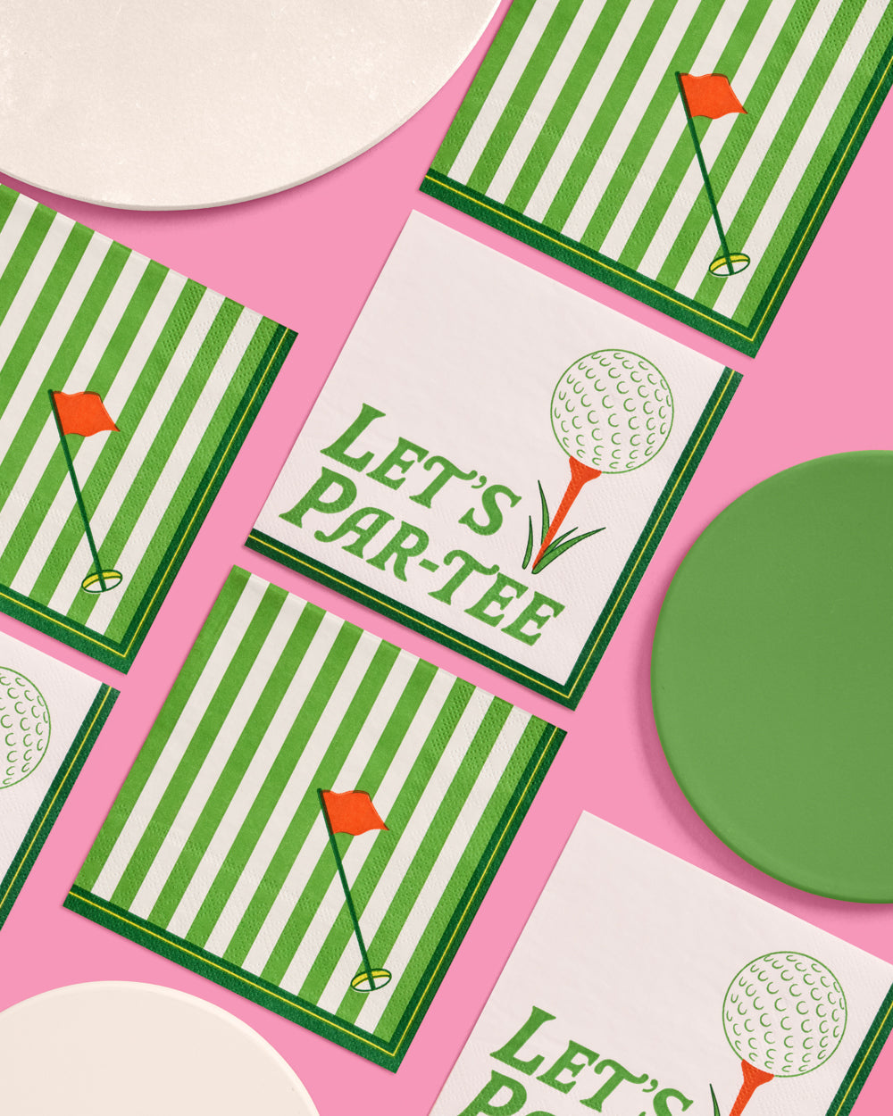 Golf Napkins - 24 green and white napkins