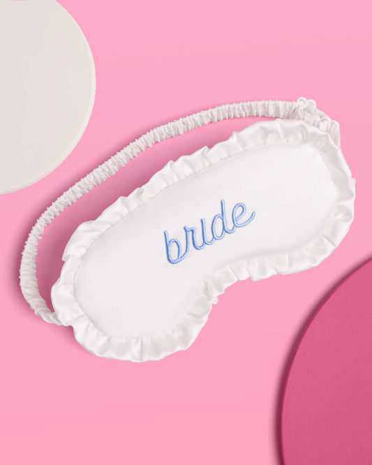 Something Blue Sleep Mask - embroidered white satin