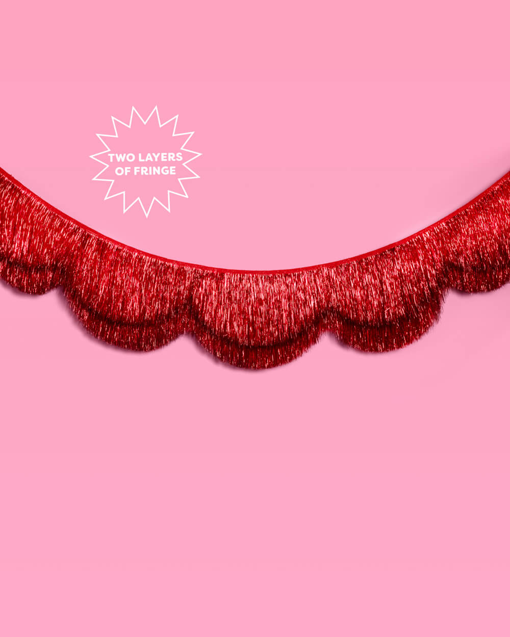 Cherry Red Fringe - scalloped banner