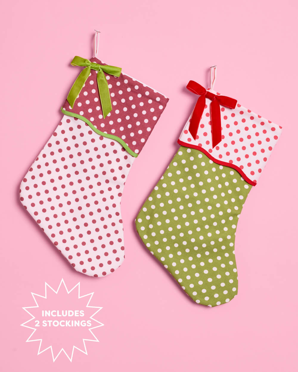 Polka Dot Stockings - 2 canvas stockings