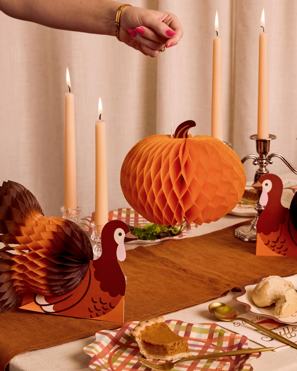 Turkey + Pumpkin Accordions - 4pc fall decor set