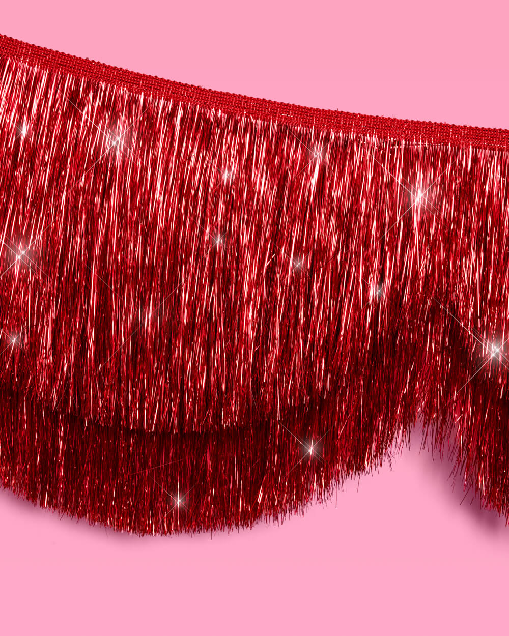Cherry Red Fringe - scalloped banner