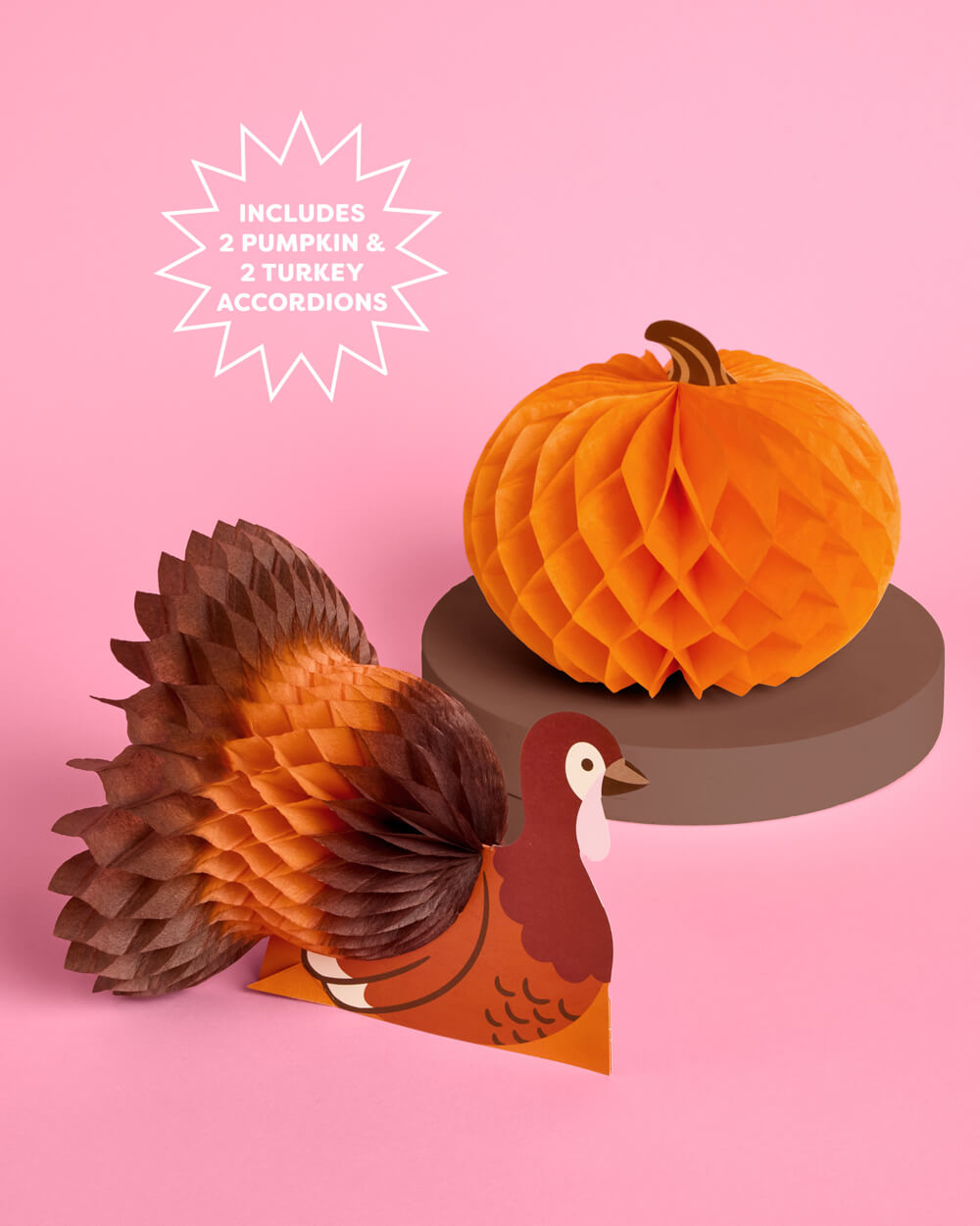 Turkey + Pumpkin Accordions - 4pc fall decor set
