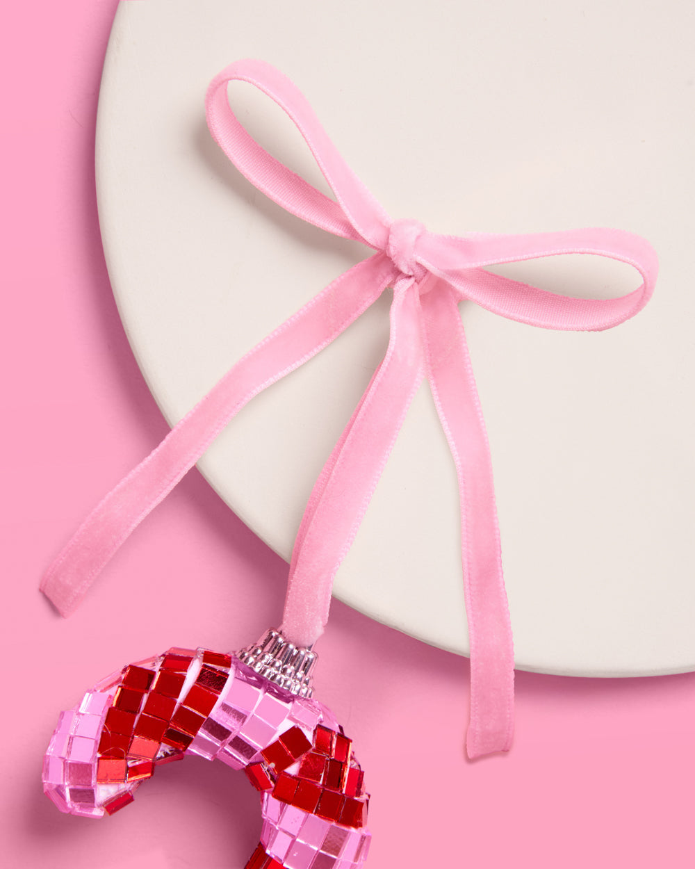 Disco Candy Cane Ornament - disco tiled ornament