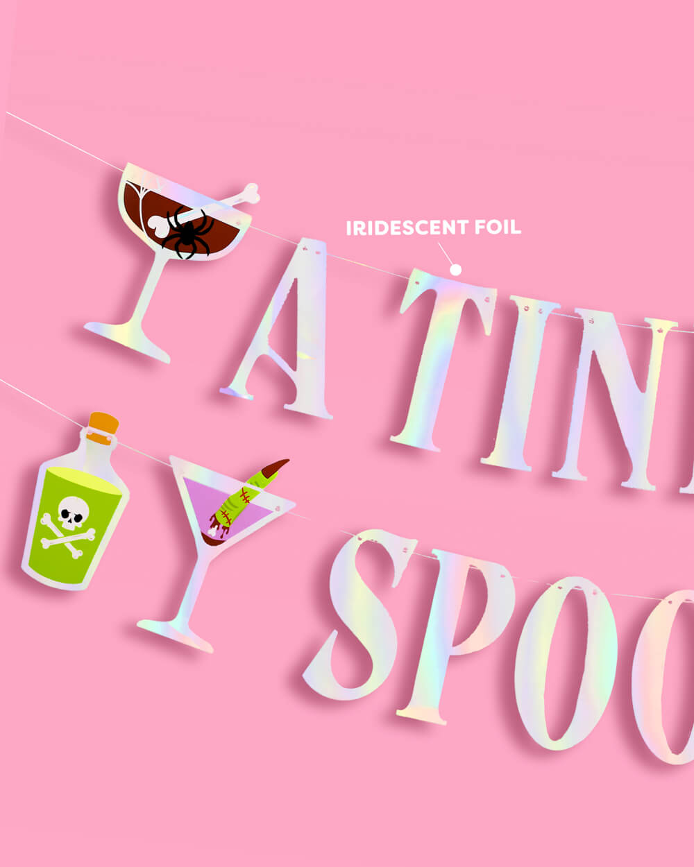 Tini Bit Spooky Banner - iridescent foil banner