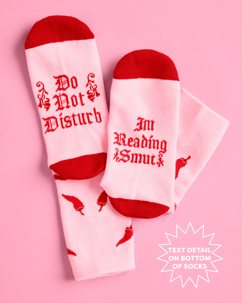 DND Smut Socks - pink + red crew socks