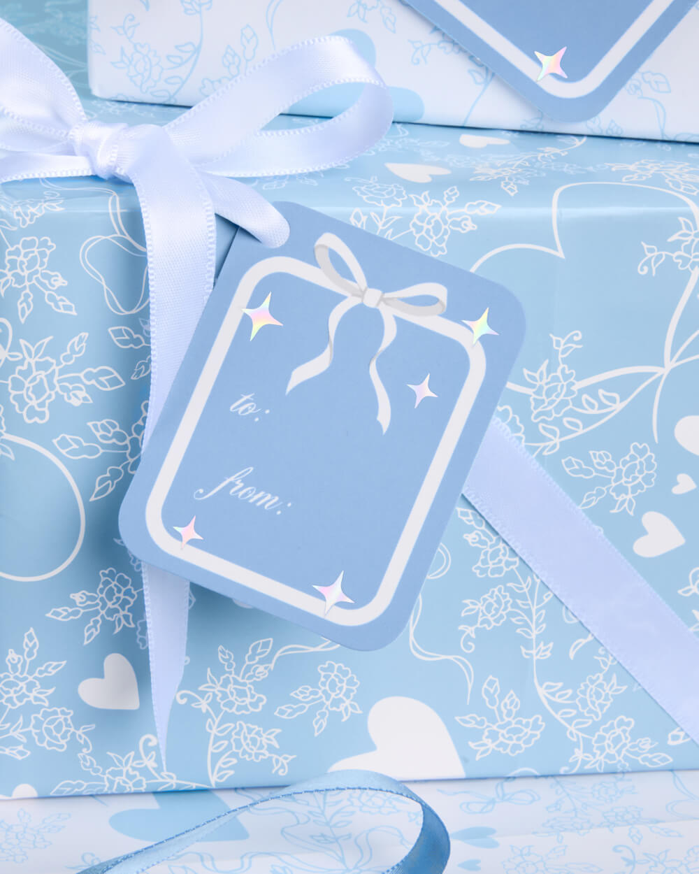 Something Blue Wrapping Paper Set - 12 sheets + 16 tags