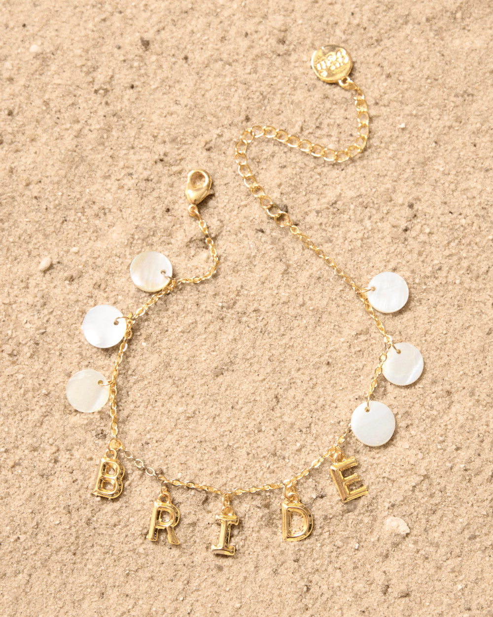 Bride Anklet - gold + mother of pearl discs