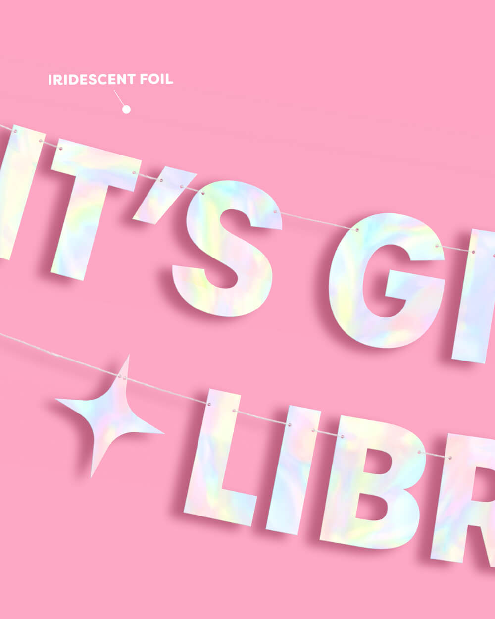 It's Giving Libra Banner - iridescent foil banner
