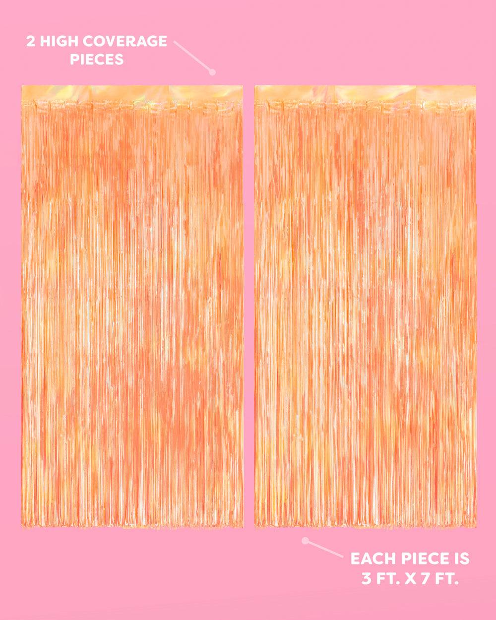 Orange Fringe Curtain Backdrop - iridescent foil banner