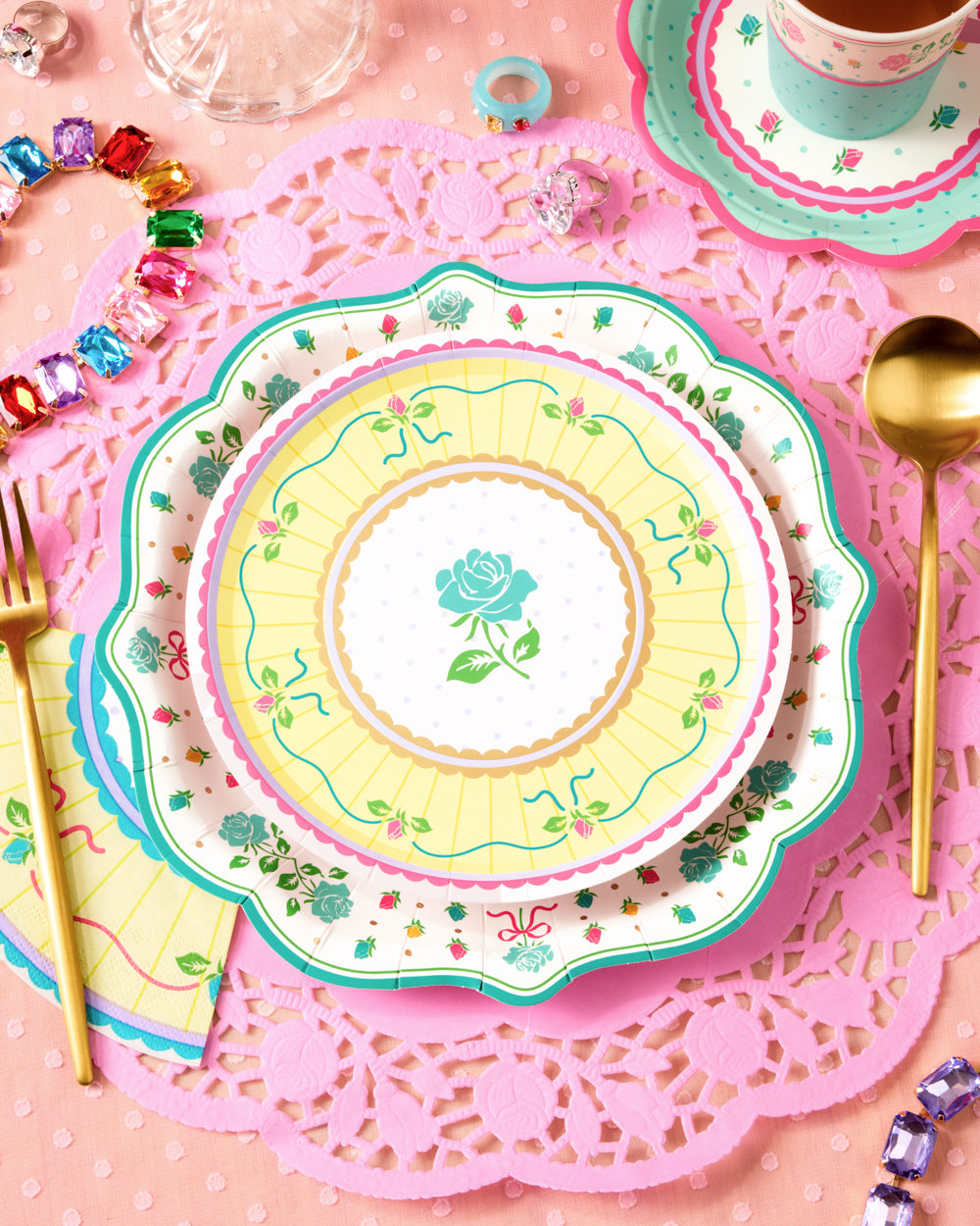 Tea Party Plates - pastel floral plates