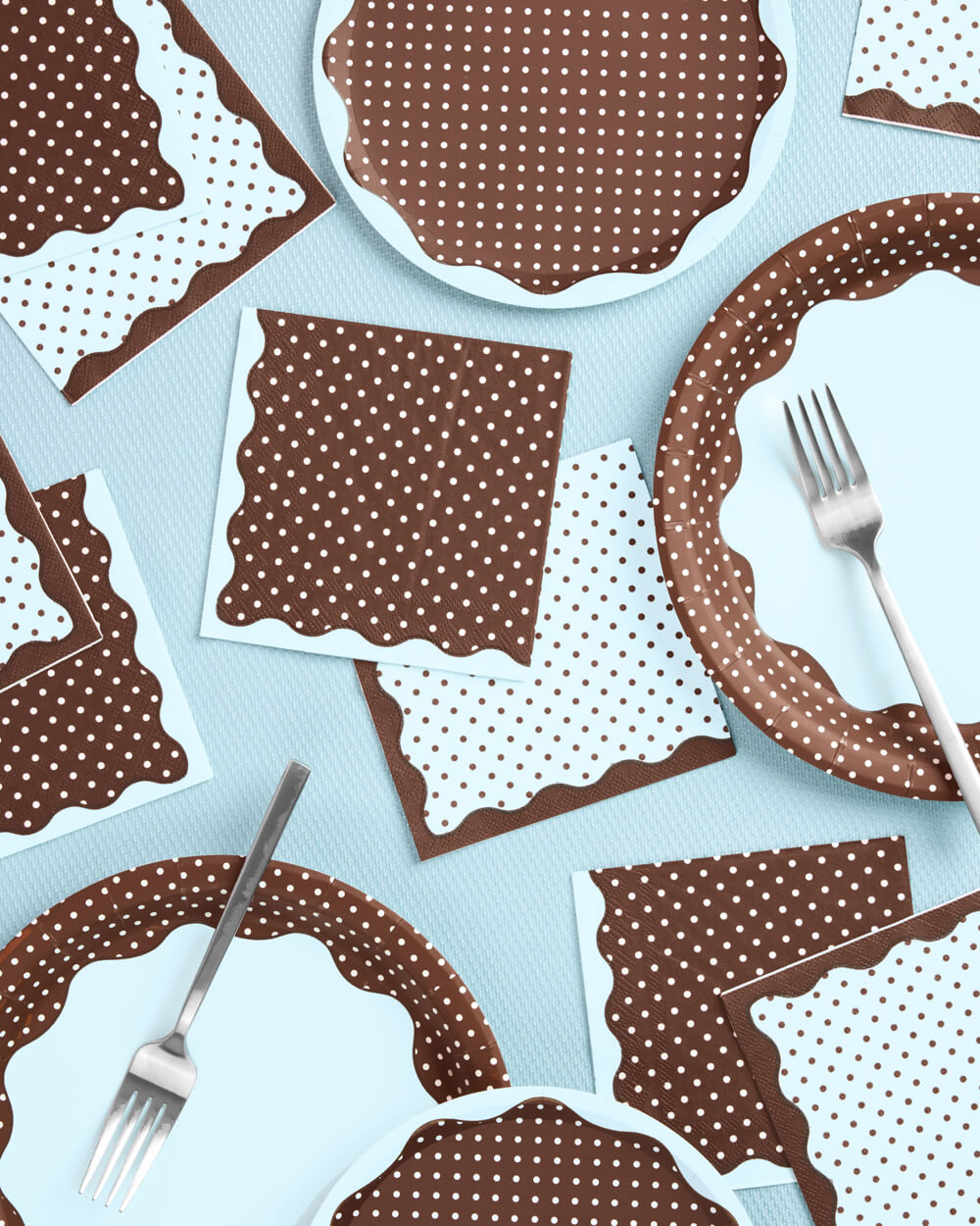 Brown + Blue Napkins - 24 paper napkins