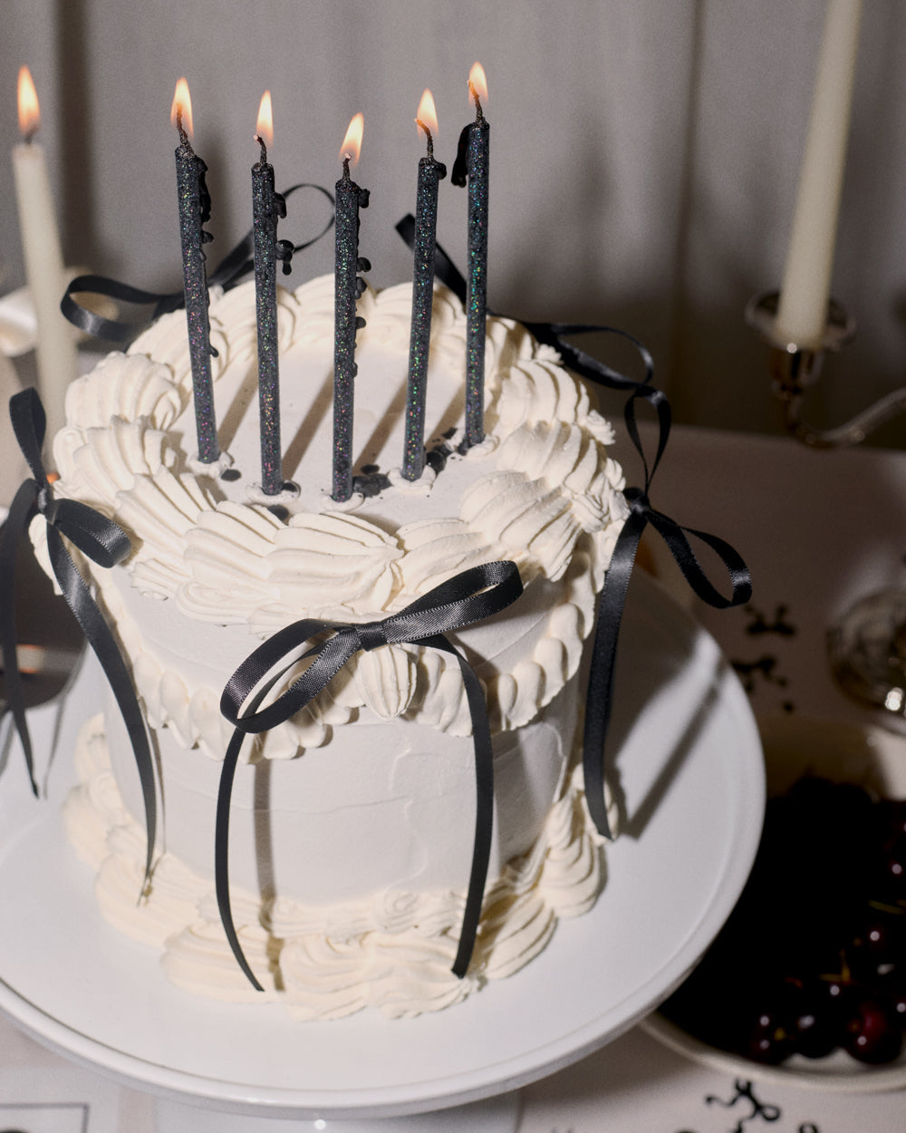 Midnight Sparkle Candles - 10 black glitter candles