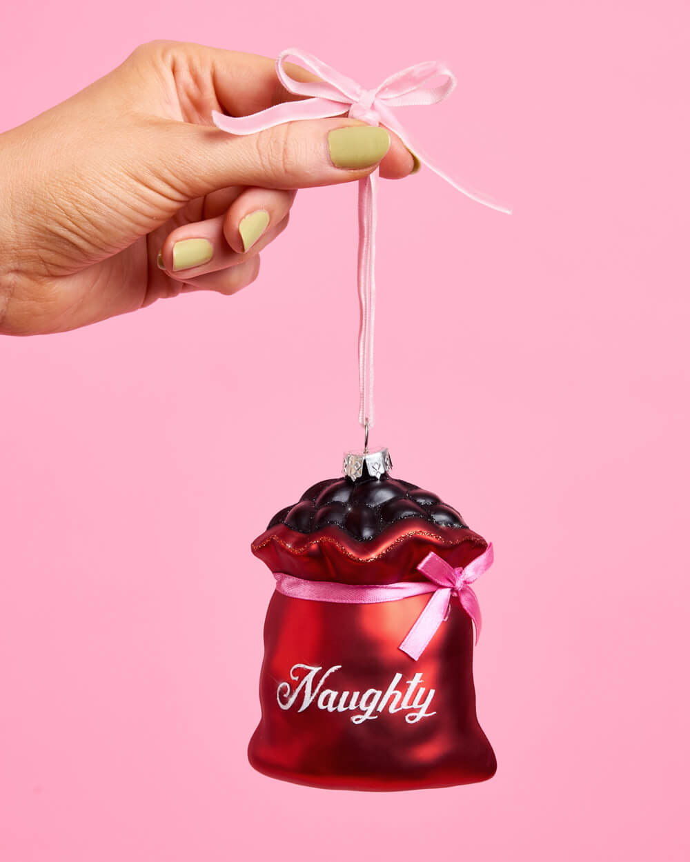 Naughty + Nice Ornament Set - glass ornament duo