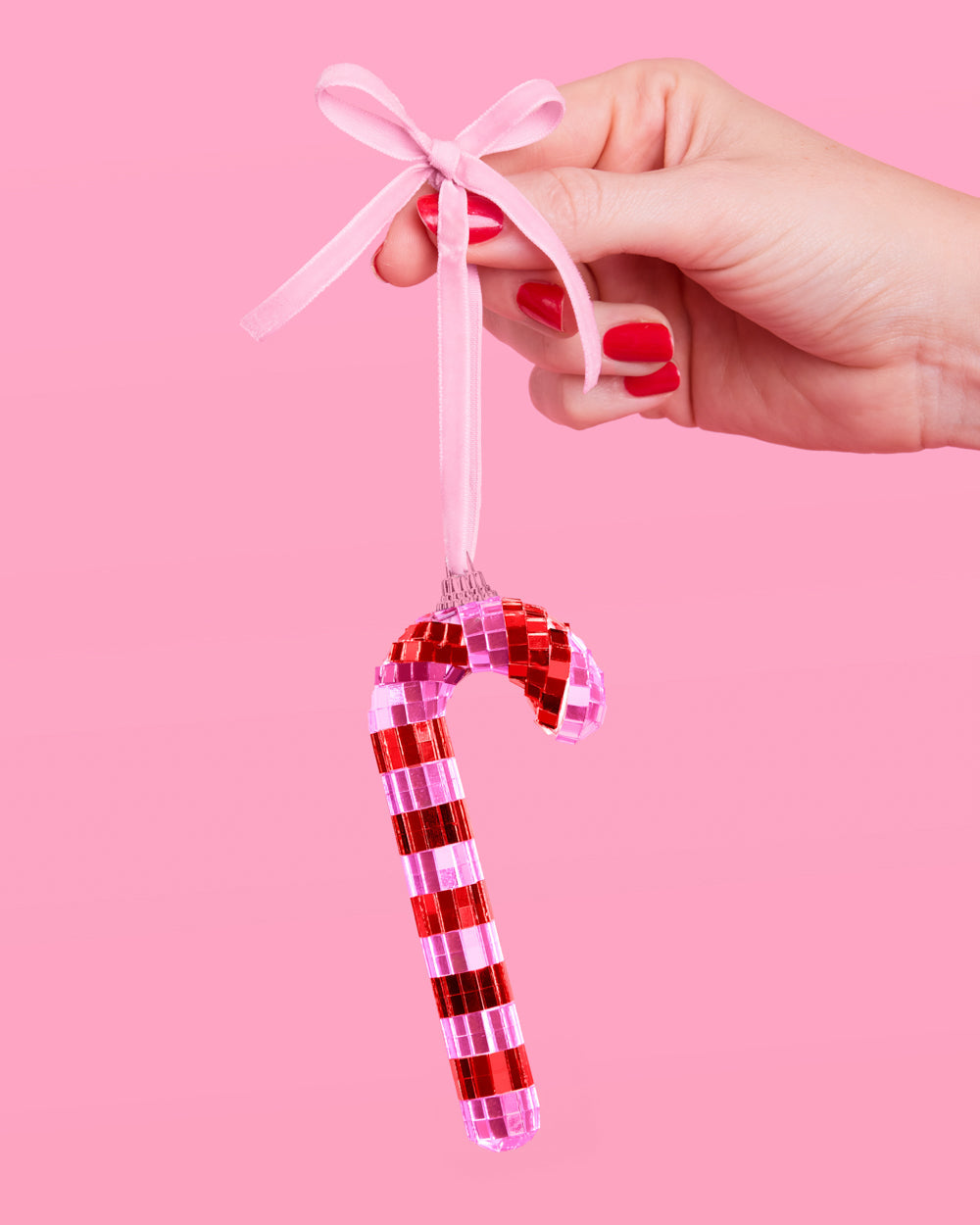 Disco Candy Cane Ornament - disco tiled ornament