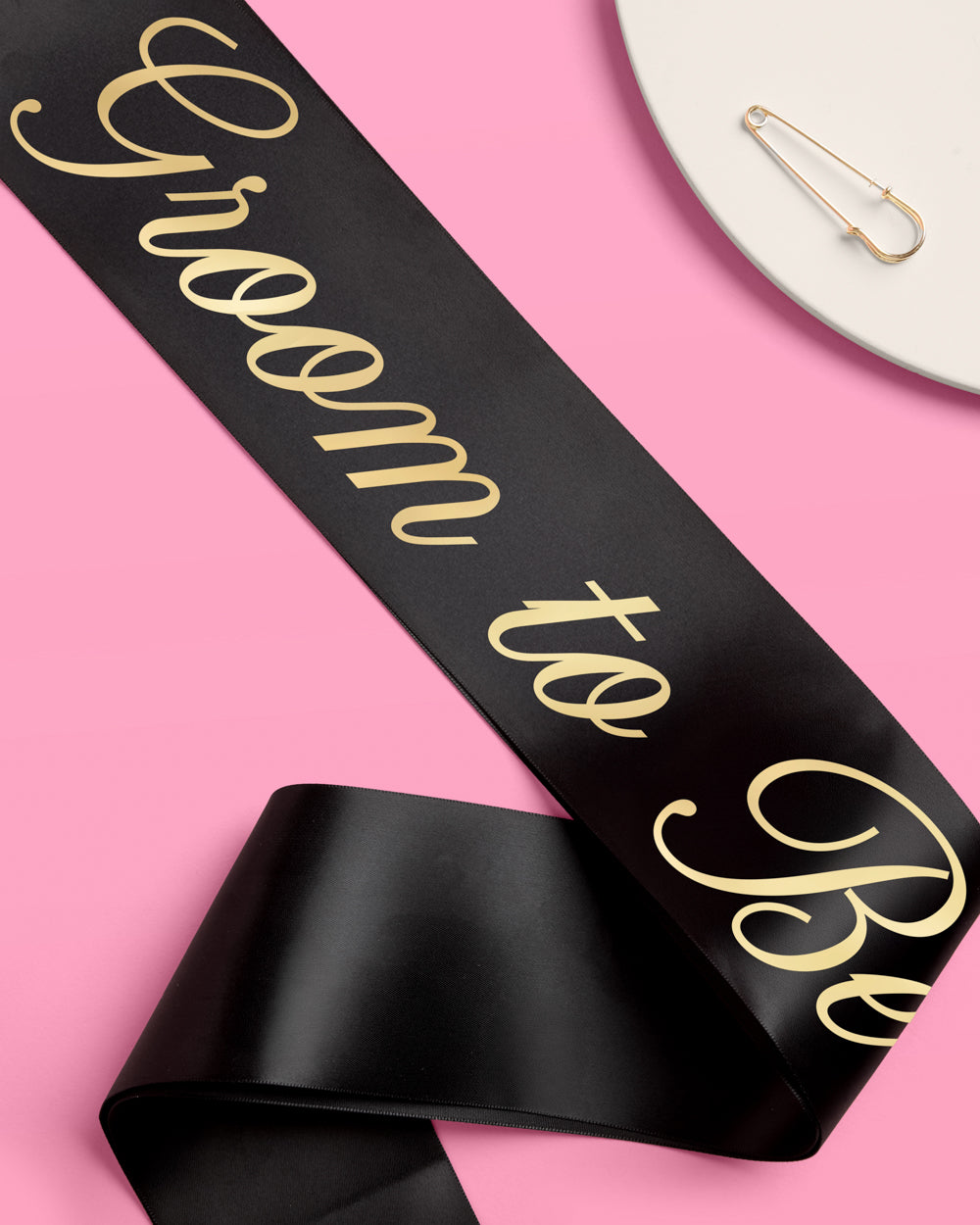 Bride and Groom Sash Duo - black + white satin sashes