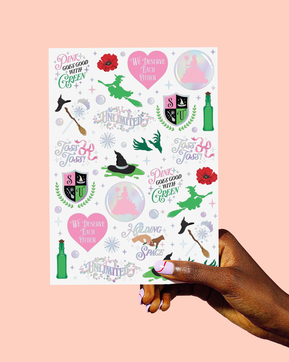 Pink Goes Good w. Green Tats - 50 temporary tattoos