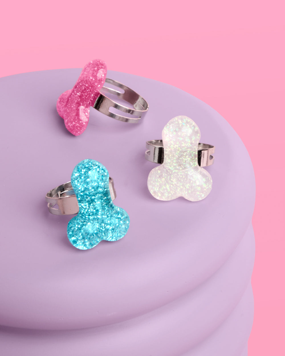 Naughty Glitter Ring Set - 10 glitter penis rings