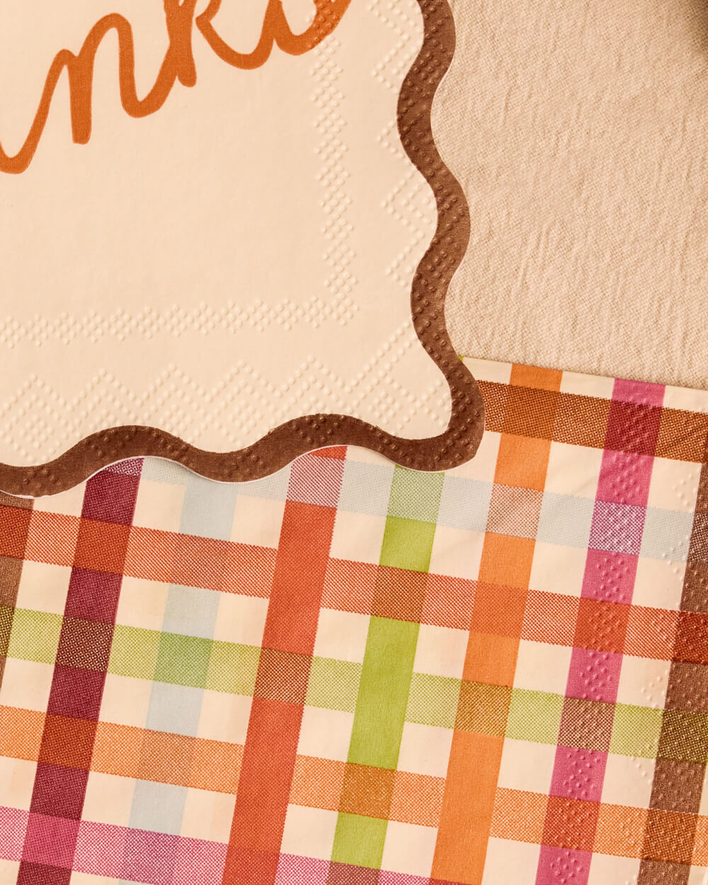 Give Thanks Plaid Napkins - 24 paper napkins