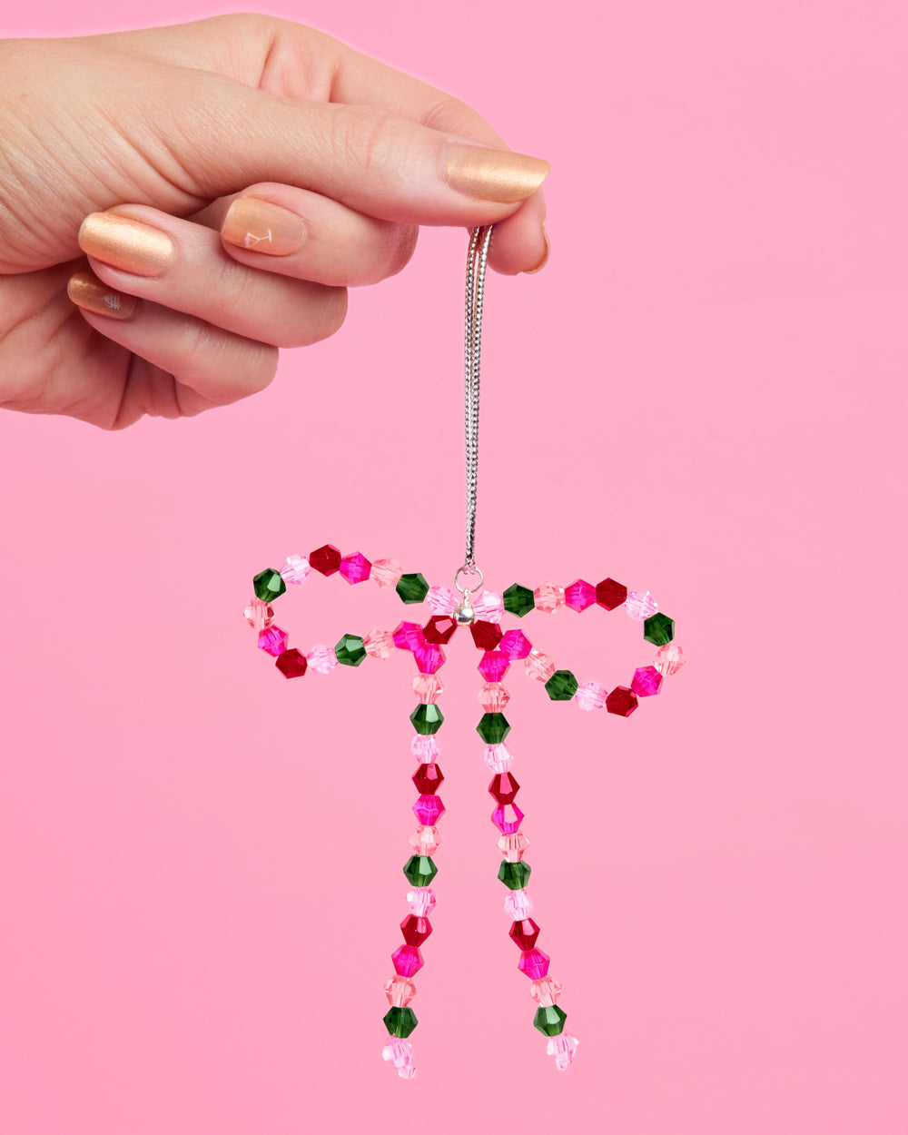 Beaded Bow Ornament Set - 6 beaded bows