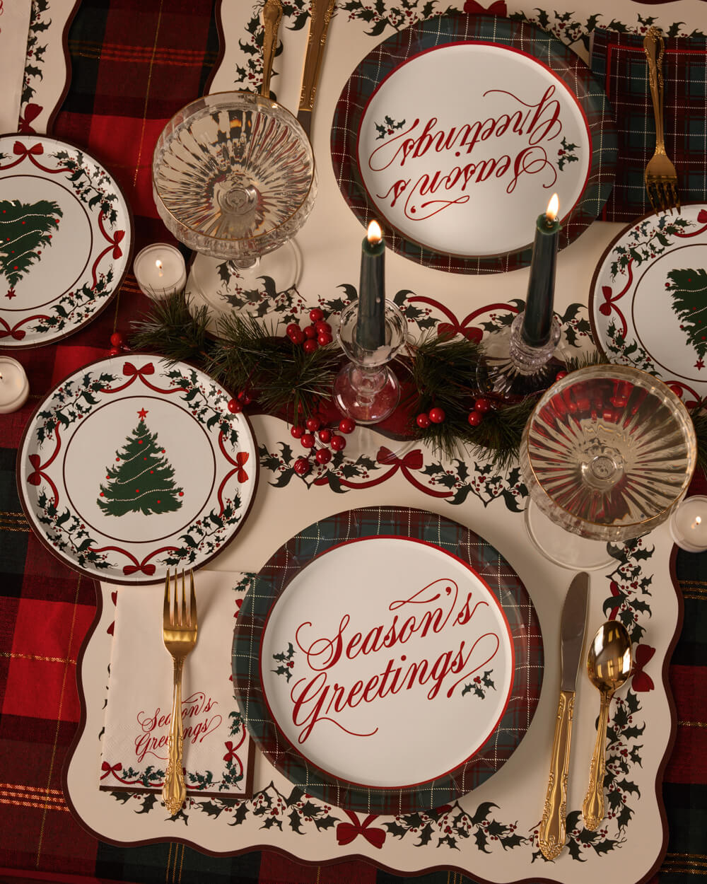 Seasons Greetings Plates - 16 or 32 paper plates