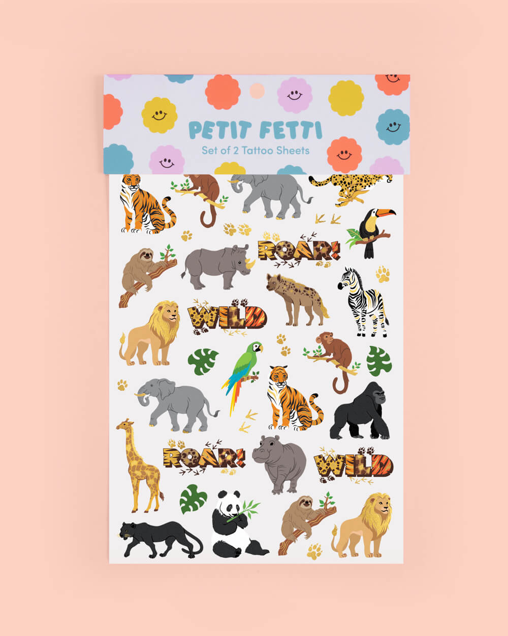 Jungle Animal Tattoos - 56 temporary tattoos