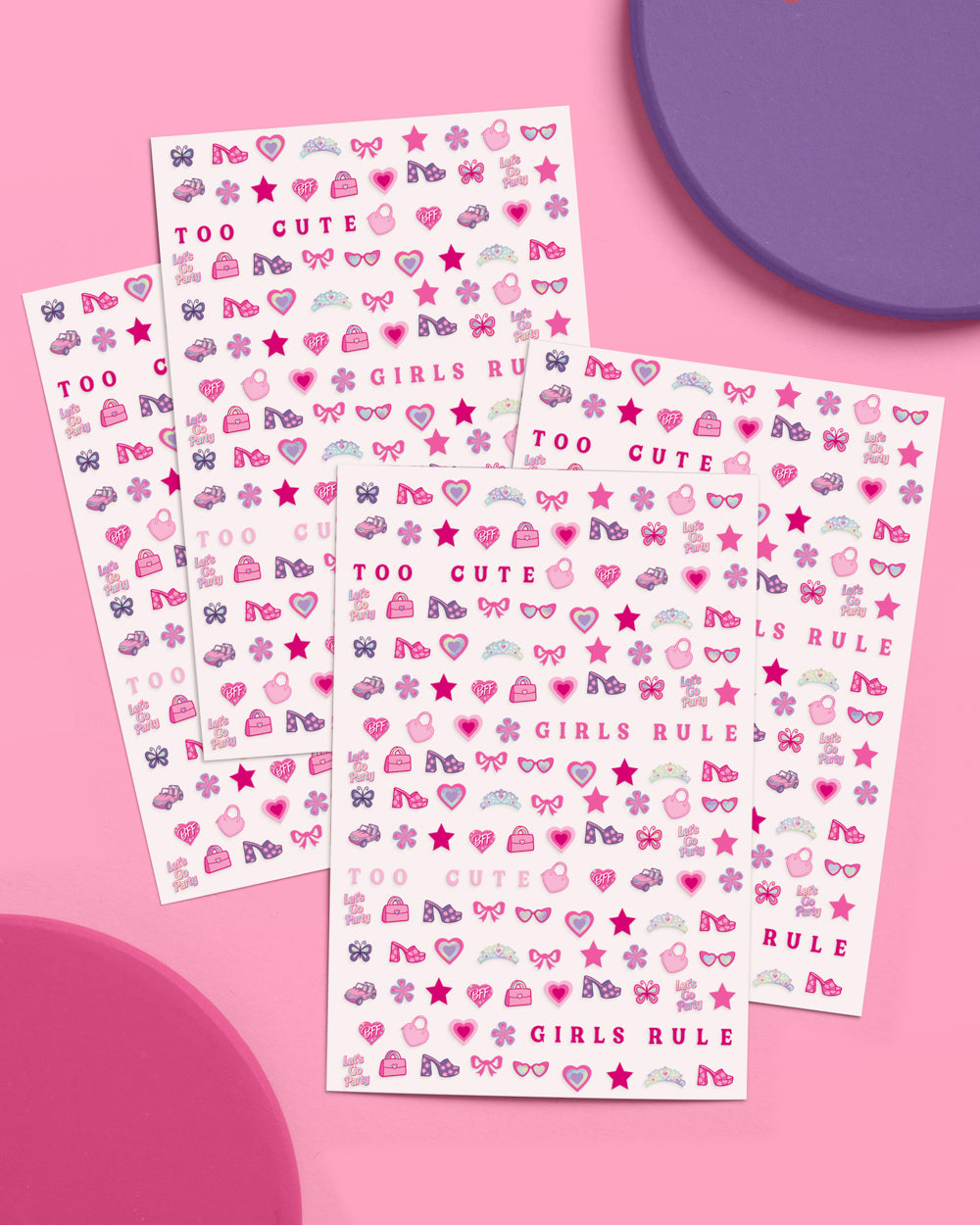 Pink Party Nail Stickers - 648 adhesive nail stickers