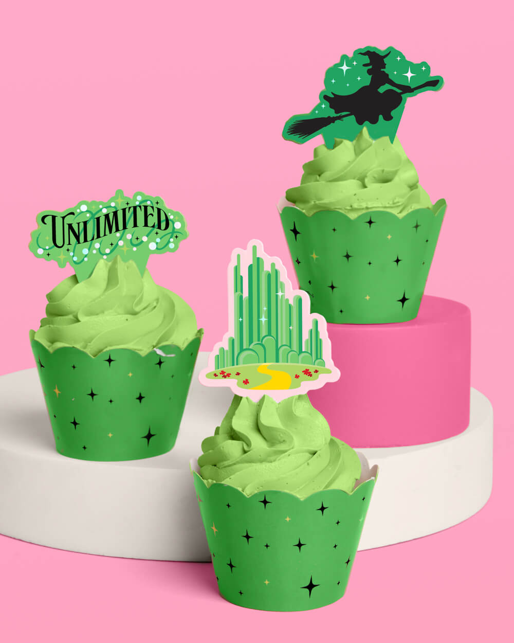 Emerald City Cupcake Set - 24 sets of liners + toppers