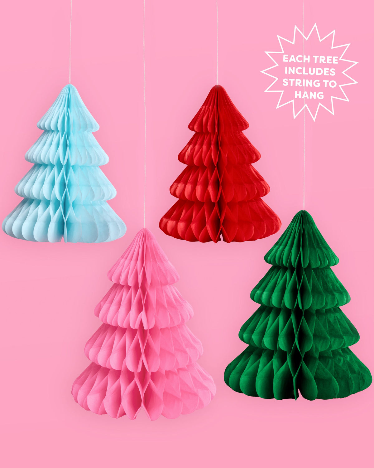 Very Merry Tree Set - 4 accordion tissue paper trees